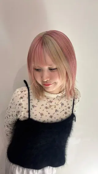 ミディアム カラー Buddyhair LEAP所属・ひいろ パーマ/ダブルカラーのヘアスタイル