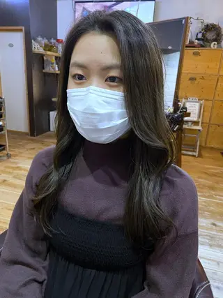 ロング カラー 【韓国レイヤー特化 ハッシュカット】のヘアスタイル