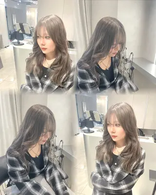 ミディアム カラー ハッシュカット レイヤー池袋のヘアスタイル