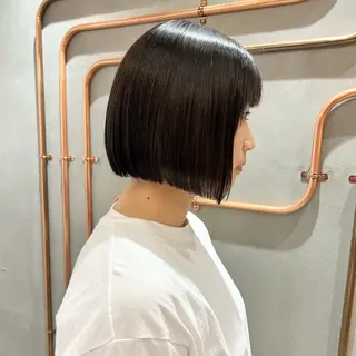ショート カラー ボブ/巻ける縮毛矯正 /韓国レイヤーはなのヘアスタイル