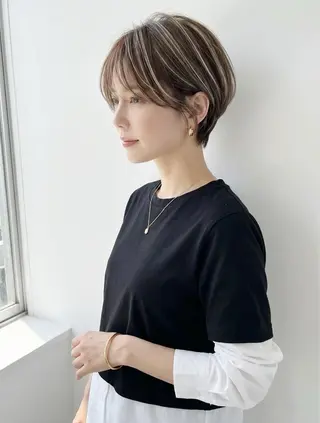 ショート 大人ハイライト/清水 和馬のヘアスタイル