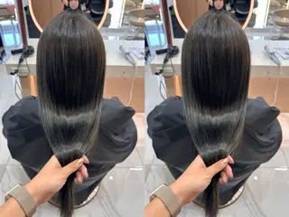 ロング オリーブカラー 長谷川のヘアスタイル