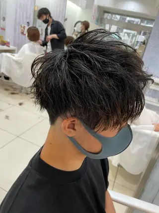 ショート パーマ メンズ 髪質改善× ハイライト溝江のヘアスタイル