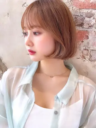 ショート カラー パーマ ヘアアレンジ 日本一の小顔カット/ ボブ/顔周り/韓国のヘアスタイル