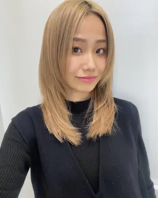 セミロング カラー レイヤー/柔色 カラー/SAkiのヘアスタイル