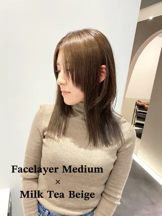ミディアム カラー 髪質改善絹髪質感TR レイヤーカット/熊澤のヘアスタイル