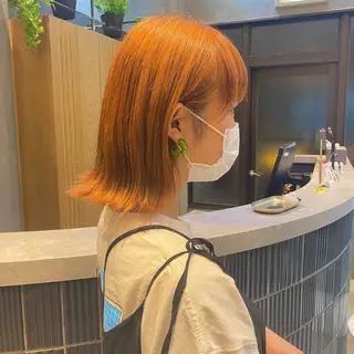 ミディアム カラー ボブ・レイヤー 田中 励也のヘアスタイル