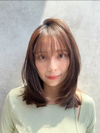ミディアム カラー 山崎/ボブ縮毛矯正 レイヤー髪質改善のヘアスタイル