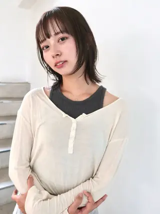 ミディアム カラー 顔周りカット/透明感 カラー✂️MEIのヘアスタイル