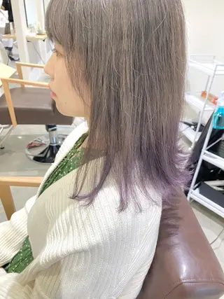 ミディアム カラー ブリーチなしWカラー /酸性ストレート河本のヘアスタイル