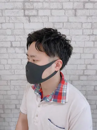 ショート ヘアアレンジ メンズ ブリーチなし艶カラー 東家のヘアスタイル