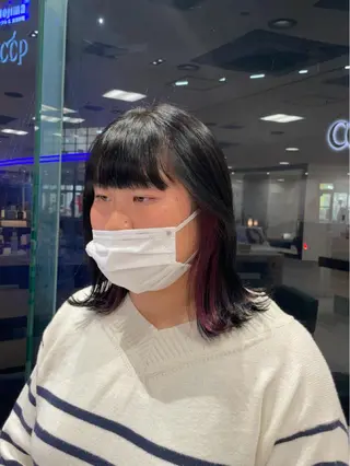 ミディアム カラー クロスパーマ/うる艶 カラー/Kurumiのヘアスタイル