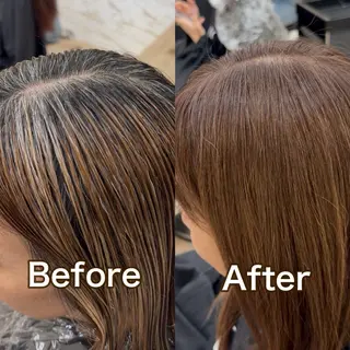 セミロング 脱白髪染め/ 髪質改善/ハクのヘアスタイル