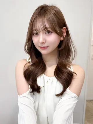 ミディアム カラー ミディアム/顔周り/ ベージュ🌼mayuのヘアスタイル