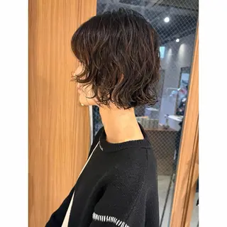 ショート パーマ ボブパーマ/艶カラー 透明感カラー/ユメノのヘアスタイル