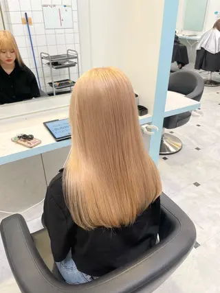 セミロング メンズ 艶感ミルクティー🤍 色落ち綺麗🤍ともやのヘアスタイル