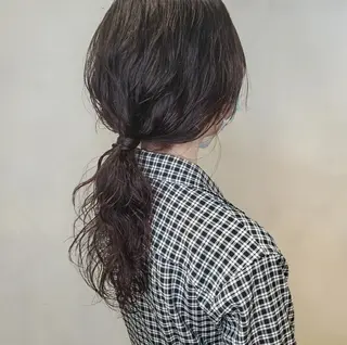 ロング パーマ ヘアアレンジ 韓国レイヤー　 suzuのヘアスタイル