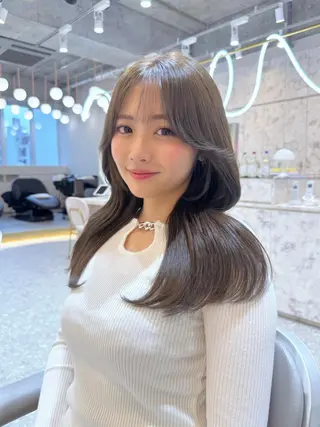 セミロング 新宿/韓国レイヤー 髪質改善カラー/角所のヘアスタイル