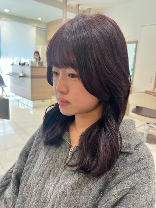 セミロング カラー 顔周り/韓国レイヤー junkaのヘアスタイル
