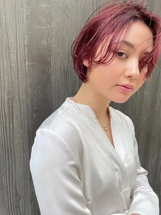 ショート カラー benji仙台所属・KOKI/ ボブ/ パーマ/透明感カラーのヘアスタイル