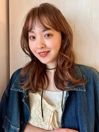 セミロング カラー 韓国ヘア 🎀華澄のヘアスタイル