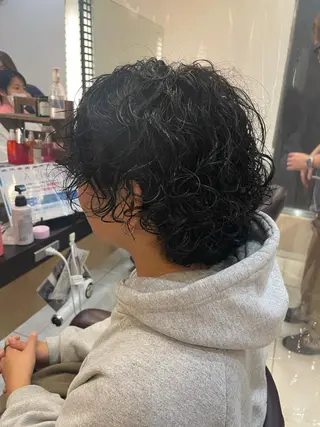 パーマ メンズ 内田温子大人女性 ハイライト、ボブのヘアスタイル