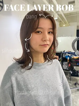 ミディアム ちばた/レイヤー 似合わせ/大阪中津のヘアスタイル