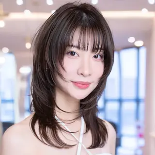 ミディアム カラー 渋谷/韓国レイヤー ハッシュ/堅亘🟩のヘアスタイル