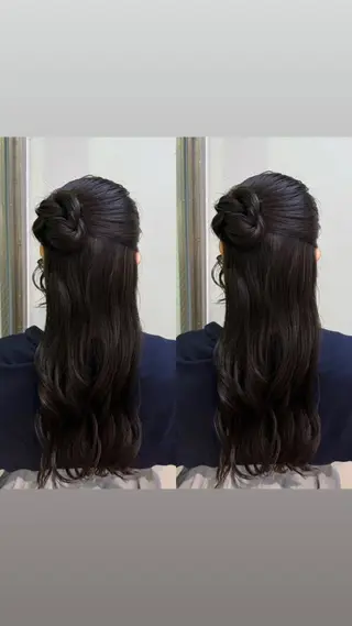 ロング ヘアアレンジ 艶カラー/ ストレート/くるみのヘアスタイル