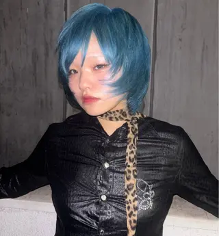 ミディアム ハイトーン/デザイン カラー/複雑履歴葉月のヘアスタイル