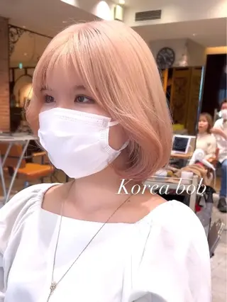 ミディアム カラー パーマ ヘアアレンジ 日本一の小顔カット/ ボブ/顔周り/韓国のヘアスタイル