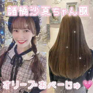 ロング 川井麻由🎀アイドル 量産🎀ピンクカラーのヘアスタイル