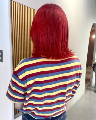 ミディアム カラー デザインパーマ/ 艶カラー/ボブのヘアスタイル