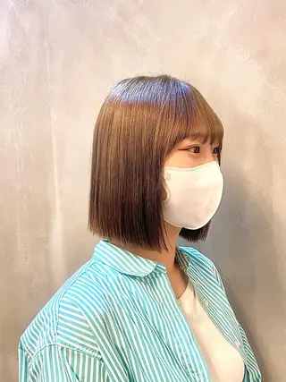 ミディアム カラー パーマ ヘアアレンジ ハル🌸柔色/ ブリーチなし/艶髪のヘアスタイル