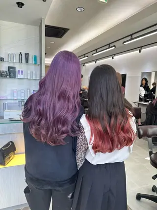 セミロング カラー ケアブリーチ/エフェ クトブリーチ/天神のヘアスタイル