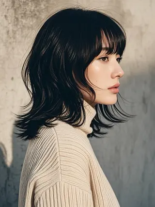 ミディアム ウルフカット 811 大阪梅田 ウルフのヘアスタイル