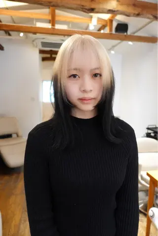 セミロング Null 表参道所属・岩下昂世/ ハイトーン/デザインのヘアスタイル