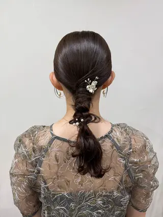 セミロング ヘアアレンジ 韓国風パーマ/ヘア セット/店長みづきのヘアスタイル