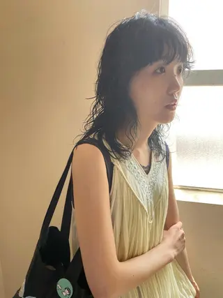 ミディアム カラー パーマ ヘアアレンジ 丸山渉/パーマ エフェクトブリーチのヘアスタイル