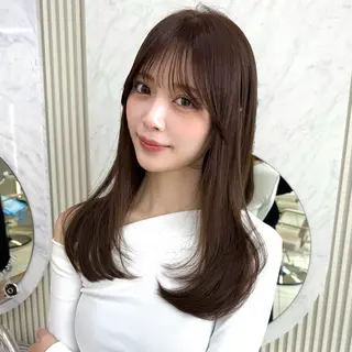 セミロング カラー 似合わせレイヤー/ 透明感カラーのヘアスタイル