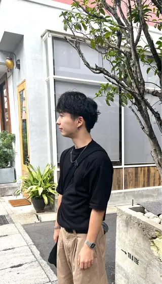 ミディアム パーマ メンズ ハイトーン/パーマ 特化平田のヘアスタイル