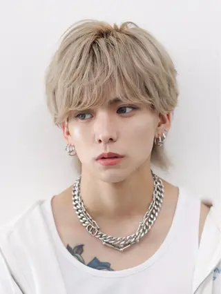 ミディアム カラー パーマ メンズ シースルーマッシュ/ メンズ/KYOHEIのヘアスタイル