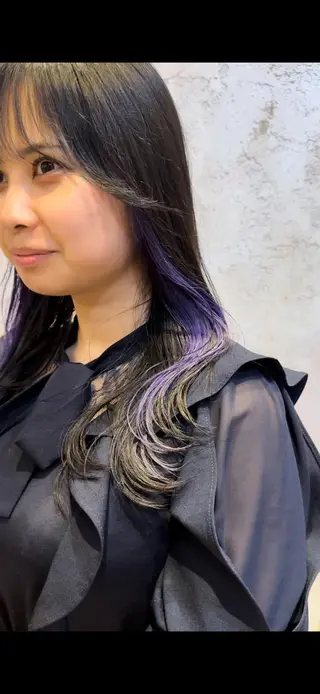 セミロング ブリーチなしダブル カラー縮毛矯正　下野のヘアスタイル