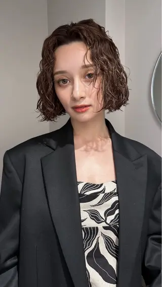 ショート 🌀渋谷ボブパーマ 🌀河野瑠太のヘアスタイル