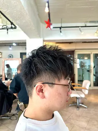 ショート メンズ スパイキー/ ピンパーマ/緑川雄也のヘアスタイル