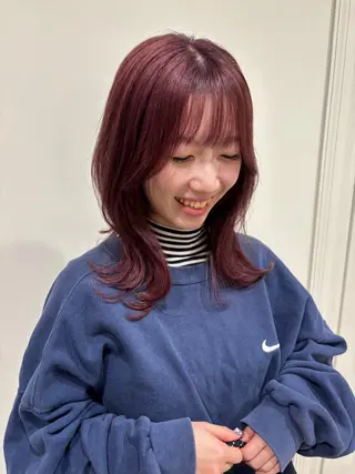 セミロング 💞暖色艶カラー/ ホウツキカナ🍒のヘアスタイル
