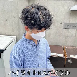 ショート カラー パーマ ヘアアレンジ メンズ キッズ メンズパーマの達人 🌟川内絵人のヘアスタイル