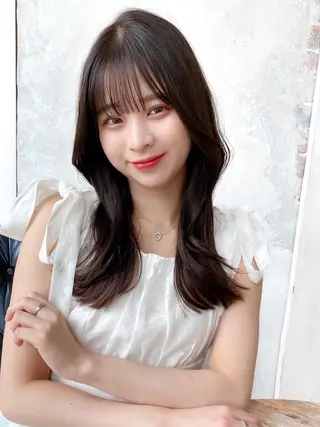 セミロング カラー 顔周り/くびれヘア 韓国ヘア💕風間るなのヘアスタイル