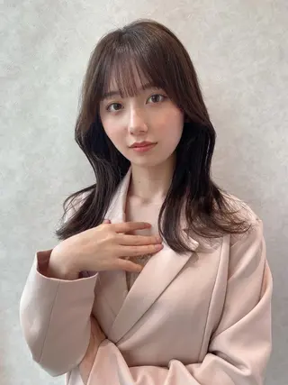 ミディアム カラー 顔周り/くびれヘア 韓国ヘア💕風間るなのヘアスタイル