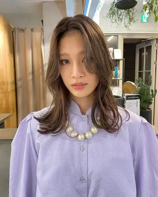 セミロング カラー ヘアアレンジ 小顔レイヤー×コンパ クトボブ/林隆平のヘアスタイル